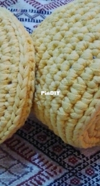 A basket made of  t-shirt yarn