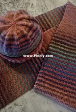 Striped Ribbed Scarf and Hat by Andrea Valentine-Free