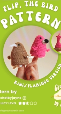 Crochet by Jayne - Crochet by Jayne Art - Jayne Peppers - Bundle 9: OG Flip, Cockatiel, Duck and Pigeon - Rooster and Hen - Chick - Kiwi and Flamingo