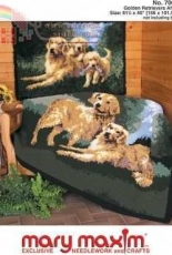 Golden Retrievers Afghan Pattern No. PDL7063N by mary maxim