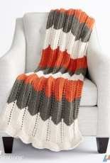 Ripple and Ridge Knit Blanket by Bernat Design Studio - English, French - Free