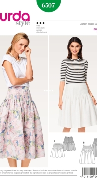 Burda - 6507 - Misses Pleated Skirt - Sizes 34-46 - German, English, French, Dutch, Italian, Spanish, Swedish, Russian