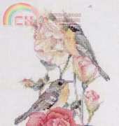 The Vermillion Stitchery 056 - Bird and Roses Picture