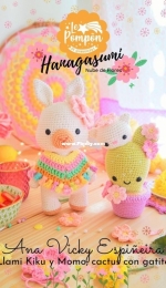 Le Pompon - Ana Vicky Espineira - Hanagasumi - Llama Kiku and Momo cactus with kitten - Llami Kiku y Momo cactus con gatito - Spanish