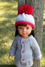 Grey & Red doll set by Dianne Crutchley fit for 14 1/2  Dell-Free