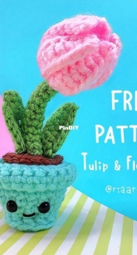 Riaartworld - Alexandria Gold - Tulip and Flower Pot - Free