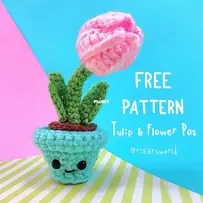Riaartworld - Alexandria Gold - Tulip and Flower Pot - Free