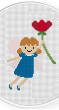 Daily Cross Stitch - Red Flower Fairy