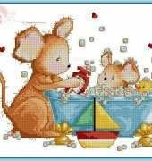 Bathtime Mice by Helz Cuppleditch from The World of Cross Stitching TWOCS 226 XSD