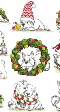 Christmas Dogs Set by Ksenia Adonyeva