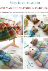 Sock Yarn Pinafore & Cardigans and scarf by Susan Hickson - Mary Janes Tearoom
