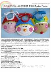 Precious Pattern-Elf, Snowman and Reindeer Bibs