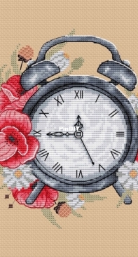 AnnaXStitch - 0642 Alarm Clock Wth Poppies By Anna Nolfina