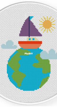 Daily Cross Stitch - Boat Around the World