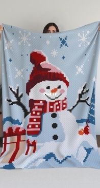Handmade crochet Jo _ festive snowman wonderland blanket _ English