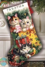 Dimensions 9137 Needlepoint Christmas Kittens Stocking