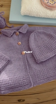 R0121 Pallene Knit Layette Baby Set by Stephanie van der Linden-English, German-Free