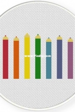 Daily Cross Stitch - Rainbow Pencils