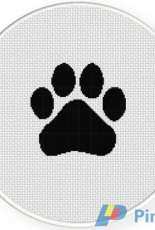 Daily Cross Stitch - Paw Print Black