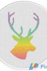 Daily Cross Stitch - Rainbow Deer Head