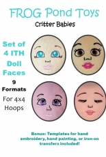 Frog Pond Toys Pixie Faire Critter Babies Doll Faces Set Machine Embroidery Design - Free