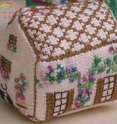 Small Town in 3D Cross Stitch - Brown house