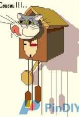 Broderie.net - Grandsire Jean-Louise - Horloge Chat by Isabelle Vautier