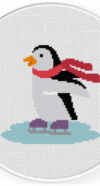 Daily Cross Stitch - Ice-Skating Penguin