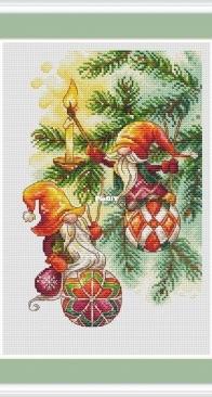 Green Terrace - Gnomes and Christmas Baubles by Elena Lartsova XSD
