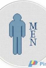 Daily Cross Stitch - Men Bathroom Sign