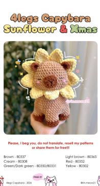 RIN Crochet - rin.meow21 - Linh Dang - 4-leggs Capybara x Sunflowers and Xmas