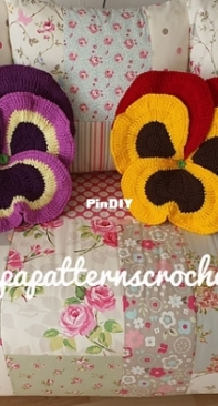 Pippa Patterns - Connie Rockliff - Pansy Cushion