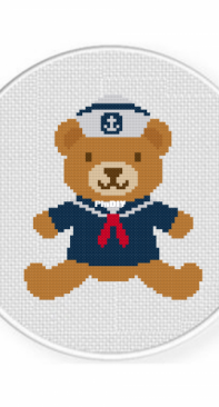 Daily Cross Stitch - Navy Bear
