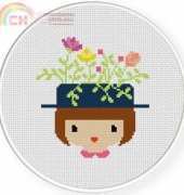 Daily Cross Stitch - Fancy Floral Hat