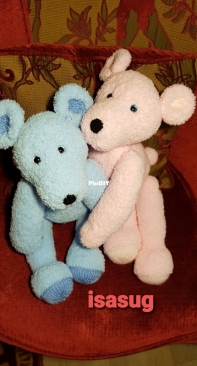 couple of bears with fluffy yarn