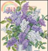 White and Purple Lilacs in Vase