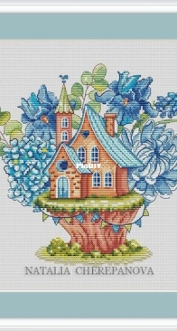 A House In Blue Flowers by Natalia Cherepanova