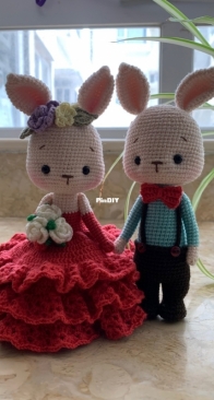 Orange amigurumi wedding bunny  2