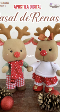 Feltrando Ideias by Iara - Iara Sousa - Natal do Feltrando-Fasciculo 1 - Reindeer pair - Casal de Renas - Portuguese