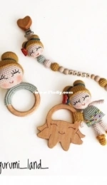 Amigurumi Land - Esra Erdurcan - Parla Doll Pacifier Cord Set - Parla Bebek Çıngırak Seti - Turkish