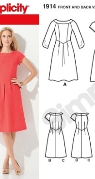 Simplicity - S1914 - Misses and Womens Dresses - Sizes 10-18 - English, Spanish