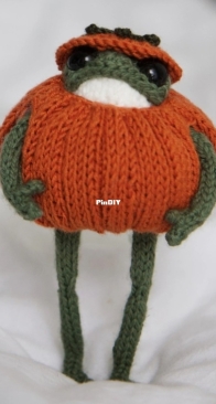 Pumpkin outfit for frog by Eliott Clop - HeKnitt