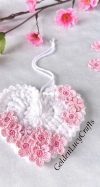 Golden Lucy Crafts - Olena J - Cherry Blossom Heart Ornament - Free