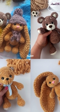 Lenok Knits - ЛенОк Bяжет - Elena Nikiforova - Елена Никифорова - Bear and Bunny Marshmallow - Мишка u Зайка Зефирка - Russian - Free