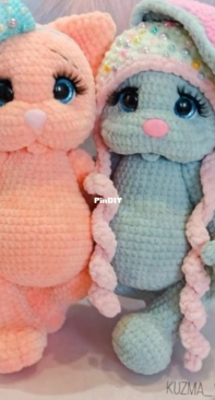 Kuzma Valya - Valentina Kuzmina - Bunny in a hat and kitty - Russian