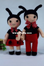 Wollbine - Ursula Donath - Ladybug Charlotte and Charly - Marienkäfer Charlotte und Charly - German