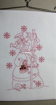 Redwork Snowman banner
