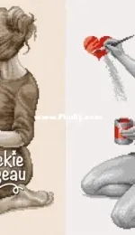 Beau2stitch - Jackie Beau - Enamored Girl by Jacky Lonen - Gray / Sepia