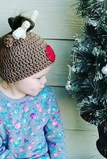 Osage County Crochet - Sadie Sheppard - Reindeer Messy Bun Hat