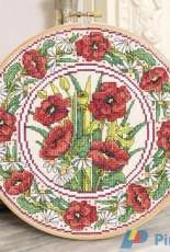 Poppies Plate by Durene Jones from The World of Cross Stitching TWOCS 233 XSD